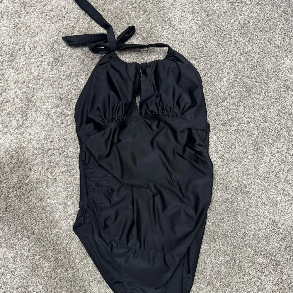 Black Maternity One-Piece Swimsuit - Picture 2 of 4